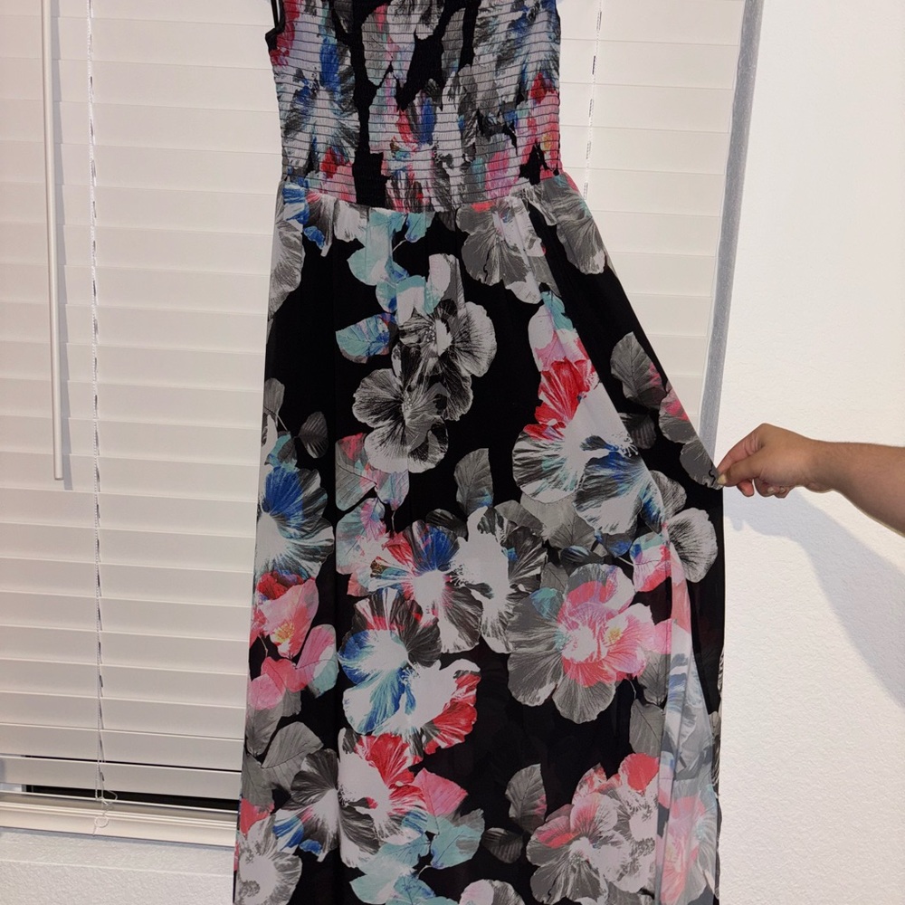 Bebe Black and Pink Floral Dress